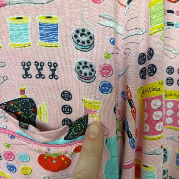 Nick & Nora Sewing Print Pajamas Pink Stretch Lounge Womens S - Picture 2 of 9